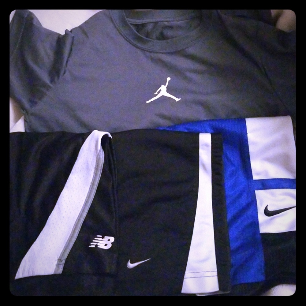 2Nike shorts, 1 NB short and 1 Jordan shirt
